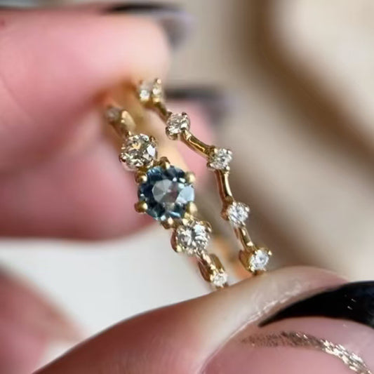 Couple Sea Blue Diamond Simple Jewelry Ring Female