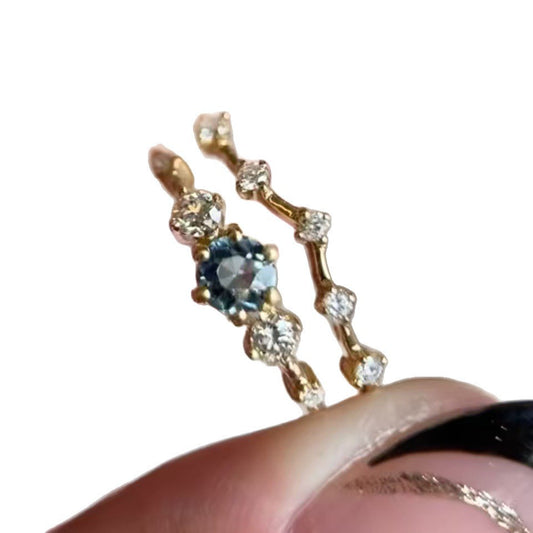Couple Sea Blue Diamond Simple Jewelry Ring Female