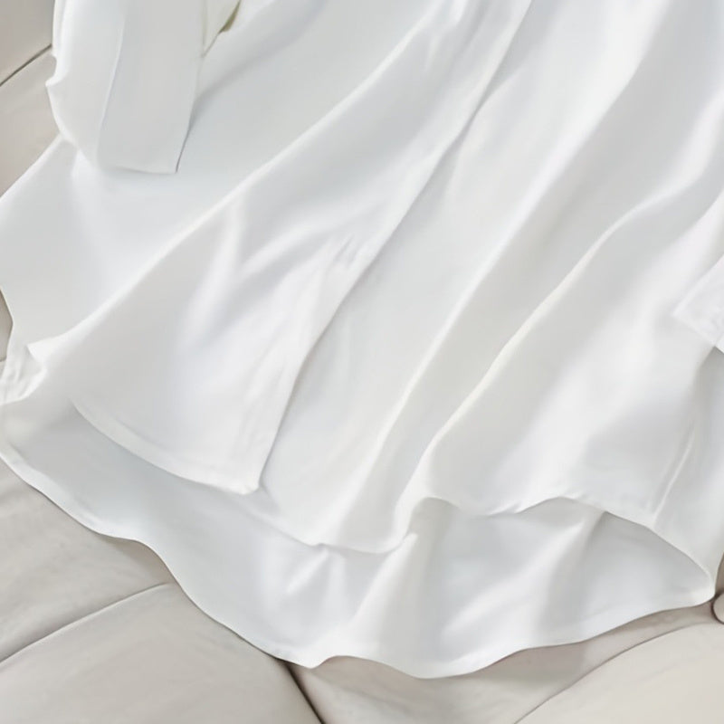 Plus Size Women's Casual Solid Color Lapel Long Sleeve Shirt Spring Autumn Comfort Full Button Office Blouse