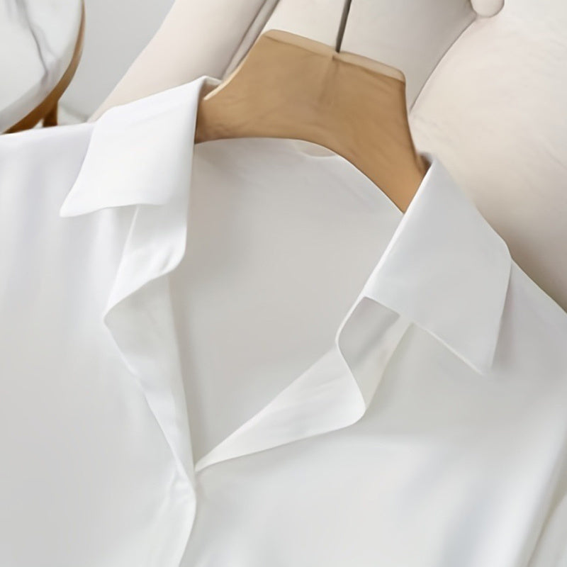 Plus Size Women's Casual Solid Color Lapel Long Sleeve Shirt Spring Autumn Comfort Full Button Office Blouse